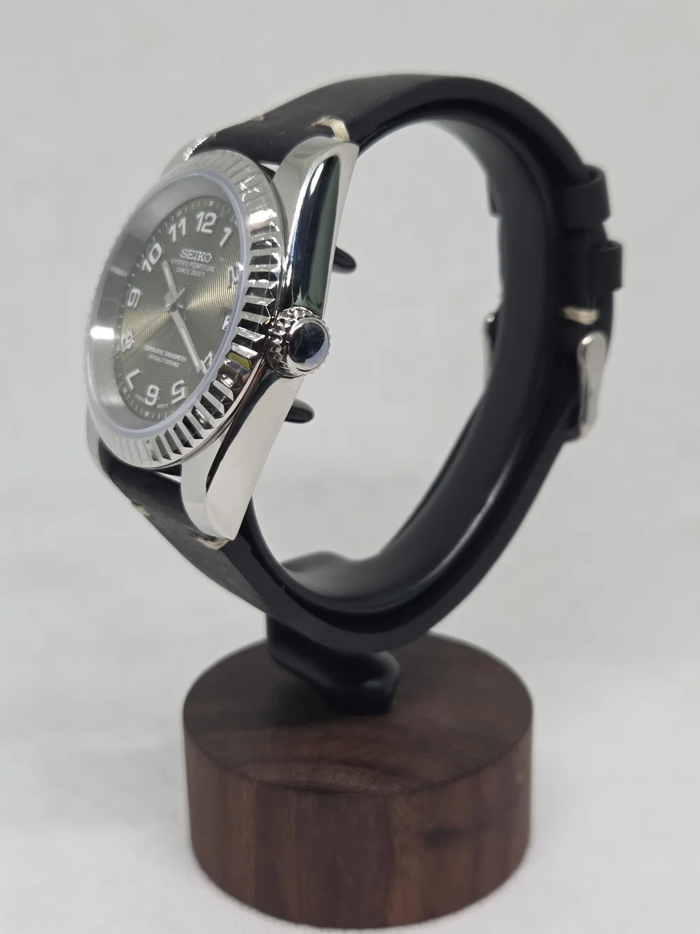 Custom 39mm Automatic Seiko Mod Watch Datejust with Olive Green Dial NH35
